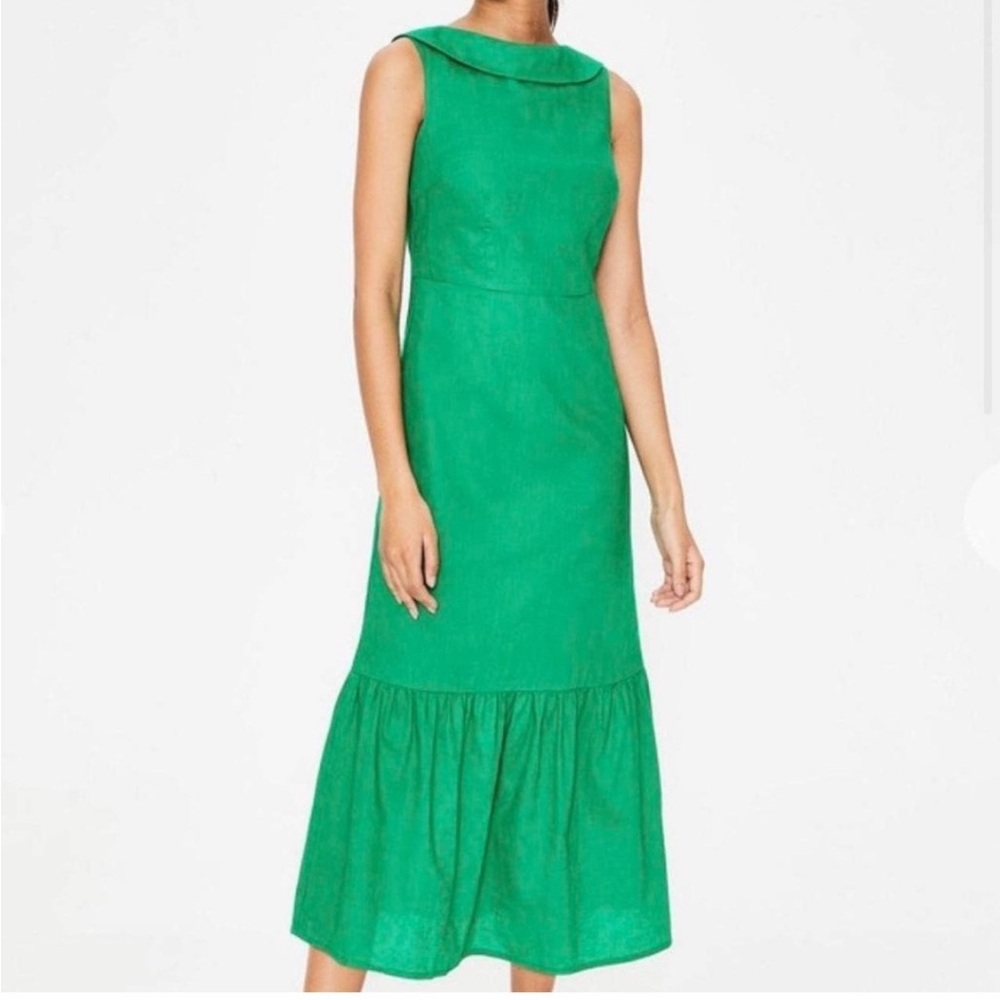 Boden Vibrant Green Linen Midi Dress